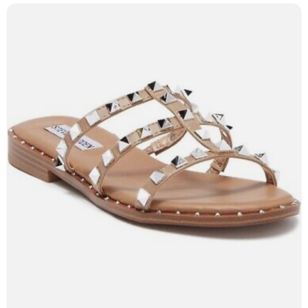 Steve Madden Averill Studded Strappy Gladiator Sandal - Tan color